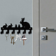 鉄の壁に取り付けられたフックハンガー  6つのフックが付いている装飾的なオーガナイザーラック  バッグ服用キースカーフハンギングホルダー  兎  ガンメタ色  14x27cm AJEW-WH0156-081-5