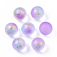 Transparent Spray Painted Frosted Glass Beads GLAA-N035-05A-01-1