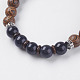 Natural Lava Rock & Wenge Wood Beads & Coconut Stretch Bracelets BJEW-I241-03B-2