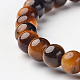 Oeil de tigre naturel perles rondes bracelets extensibles BJEW-L594-B02-2