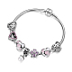 TINYSAND Sterling Silver Pink Lovely Heart European Charm Bracelets TS-Set-004-17-1