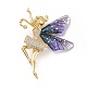 Resin Fairy Lapel Pin with Clear Cubic Zirconia JEWB-G015-02G-2