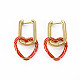 Brass Enamel Dangle Hoop Earrings EJEW-S208-141-NF-2