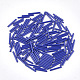 ベーキングペイントガラスラッパビーズ  丸い穴  ブルー  15~15.5x2mm  穴：0.8mm  約5000個/袋 SEED-S023-10A-03-1