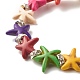 Starfish/Sea Stars Synthetic Turquoise(Dyed) Beaded Stretch Bracelet with Rhinestone BJEW-JB07867-5