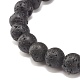 Bracciale elasticizzato con perle naturali e pietre laviche BJEW-JB07760-5
