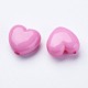 Cuentas sólidas de corazón de acrílico grueso de color rosa fuerte para joyería de niños de moda diy X-SACR-10X11-7-2