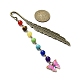 Segnalibro pendente in lega di smalto a farfalla con perla di pietra preziosa chakra AJEW-JK00253-02-3