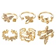 6Pcs 6 Styles Adjustable Brass Micro Pave Clear Cubic Zirconia Cuff Rings RJEW-LS0001-23G-2