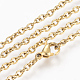 Collares de cadena de cable de latón chapado en oro real de 24k NJEW-R165-09-1