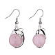 Natural Rose Quartz Dolphin Dangle Earrings with Crystal Rhinestone EJEW-A092-20P-07-2