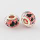 Large Hole Heart Pattern Acrylic European Beads with Silver Tone Brass Double Cores OPDL-R113-02B-2