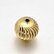 Brass Round Corrugated Beads KK-L051-12-2