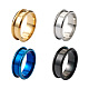 4pcs 4 colores ajustes de anillo de dedo acanalado de acero inoxidable STAS-TA0002-14B-1