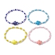 Bracelets extensibles en perles de porcelaine tortue de mer, avec des perles en verre de graine, couleur mixte, diamètre intérieur: 2-1/4 pouce (5.6 cm), 4 couleur, 1 pc / couleur, 4 pièces / kit
