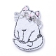 機械刺繍布地手縫い/アイロンワッペン  マスクと衣装のアクセサリー  アップリケ  猫の形  ホワイト  53x40x2mm X-DIY-E025-A10-2