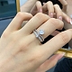 925 anello da dito da donna in argento sterling placcato rodio con micro pavé di zirconi trasparenti RJEW-F150-13B-P-3