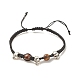 3Pcs Natural Tiger Eye & Lava Rock & Synthetic Turquoise Braided Bead Bracelets Set with Alloy Skull BJEW-JB08114-01-4