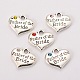 Wedding Theme Antique Silver Tone Tibetan Style Alloy Heart with Father of the Bride Rhinestone Charms TIBEP-N005-19-1