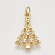 Ciondoli in ottone con zirconi cubici e orecchini a bottone e anelli regolabili set di gioielli SJEW-S043-05-6