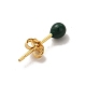 エナメルラウンドボールスタッドピアス  女性のためのゴールデン 925 スターリングシルバー ジュエリー  濃い緑  14.5x3mm  ピン：0.8mm EJEW-C020-01G-04-2