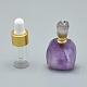 天然アメジスト開閉式香水瓶ペンダント  真鍮のパーツとガラスのエッセンシャルオイルのボトル  39~50x26~29x16~21mm  穴：1.2mm  ガラス瓶容量：3ml（0.101液量オンス）  宝石の容量：1ml（0.03液量オンス） G-E556-20H-1