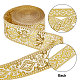 GORGECRAFT Ethnic Jacquard Ribbon 33mm Wide Double Side Linen Floral Embroidery Polyester Woven Ribbons Gold Trim Fringe Band for DIY Sewing Crafts Clothing Curtain Home Embellishment Accessories OCOR-GF0001-79C-4
