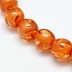 Buddhist Jewelry Beaded Findings Resin Imitation Amber Round Bead Strands RESI-L002-6mm-G014-2