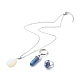 Natural Mixed Stone Pendant Necklaces and Asymmetrical Hoop Earrings Jewelry Sets SJEW-JS01212-2