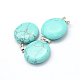 Plat rond teint pendentifs turquoise synthétiques G-Q370-20-2