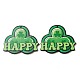 聖パトリックの日片面プリント木製ビッグペンダント  幸せという言葉のクローバーチャーム  グリーン  41.5x51x2.5mm  穴：2mm WOOD-E016-08-1