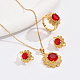 Red Cubic Zirconia Flower Jewelry Set JZ0099-1-2