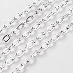 Iron Cable Chains, Unwelded, Flat Oval, Cadmium Free & Lead Free, Silver Color Plated, 7x5.1x1.2mm