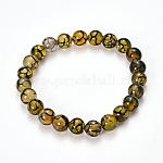 Natürliche Drachen Venen Achat Perlen Stretch Armbänder, gefärbt, Runde, dark khaki, 2-1/8 Zoll (55 mm)