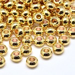 Латунь плоские круглые шариков прокладки, золотые, 6x4 мм, отверстие : 2 мм