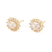 Овальные серьги-гвоздики с кубическим цирконием EJEW-F282-23G