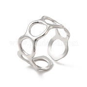 304 Stainless Steel Circle Ring Wrap Open Cuff Ring for Women RJEW-E066-03P