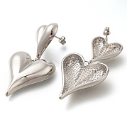 Серьги-гвоздики из латуни с покрытием в форме сердца EJEW-I310-10P