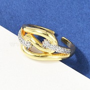 Открытое кольцо-манжета из латуни с микропаве из кубического циркония для женщин RJEW-F177-03GP-12