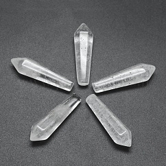 Perle di cristallo di quarzo naturale appuntite, cristallo di rocca, pietre curative, bacchetta per terapia di meditazione per il bilanciamento dell'energia reiki, proiettile, perline non forate / Senza Buco, 30.5x9x8mm