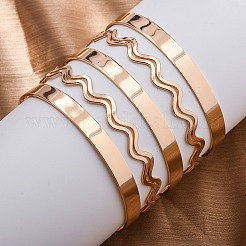 Bracelets manchette en fer ondulé pour femmes&nbsp;BJEW-G741-04KCG