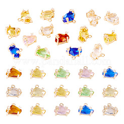 15 pz ottone micro pavé zirconia cubica con ciondoli in vetro&nbsp;KK-TA0001-82