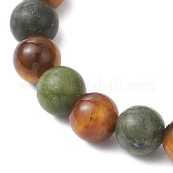 Pulseras elásticas con cuentas redondas de ojo de tigre natural y jade del sur chino para hombres y mujeres&nbsp;BJEW-JB12016