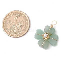 Pendentifs en trèfle en aventurine verte naturelle&nbsp;PALLOY-JF03180-02