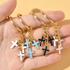 Schlüsselanhänger mit Kreuz aus Emaille&nbsp;KEYC-YW00212-01