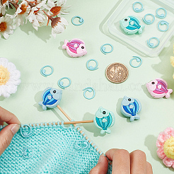 6 Stück 3 Farben Fisch Silikonperlen Stricknadelschützer/Stricknadelstopper&nbsp;DIY-NB0010-36