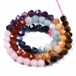 Chakra-Thema natürliches Tigerauge & Rosenquarz & Amethyst & Topas Jade & roter Achat & Amazonit & Sodalith-Perlenstränge&nbsp;G-S376-002A