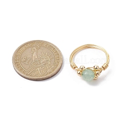 Anello da dito da donna con pietra preziosa naturale avvolto in filo di rame&nbsp;RJEW-JR00624