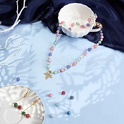 200 Stück DIY-Set zum Basteln von Stretch-Armbändern aus mattierten natürlichen und gefärbten weißen Jadeperlen&nbsp;DIY-SC0014-79
