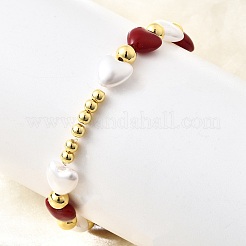 Pulseras elásticas con cuentas de perlas de imitación ABS para San Valentín para mujer&nbsp;BJEW-D317-08C-G